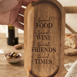 Planche apéro en bois - Good Food Good Wine - 22,5x10,5cm