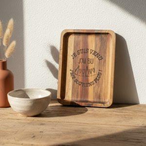 Planche apéro en bois - Je suis venu, j'ai bu - 18x14cm