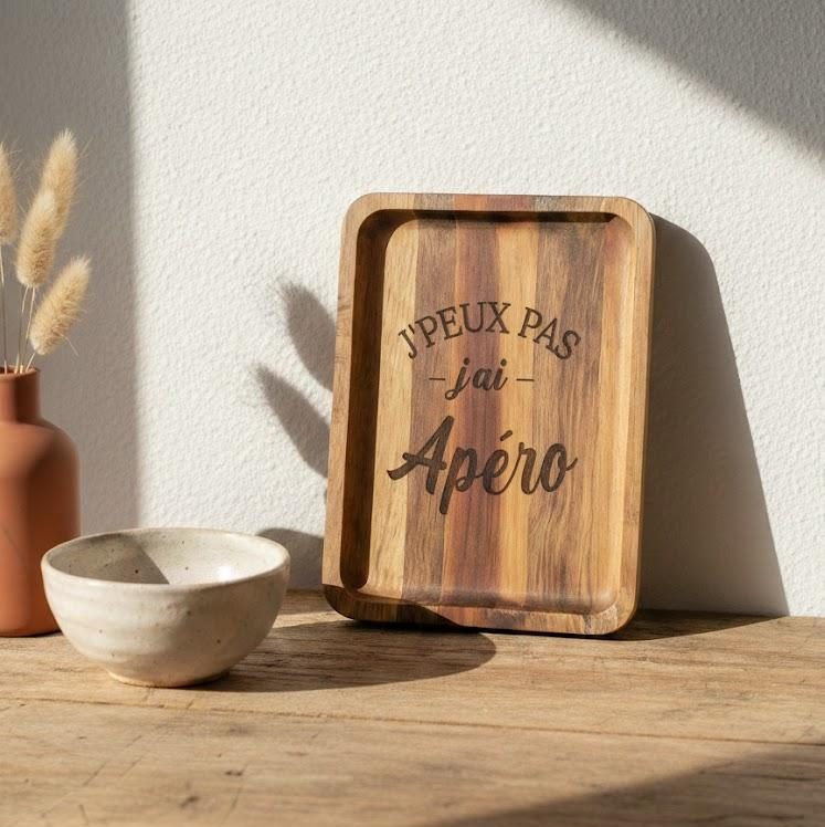 Planche apéro en bois - J'peux pas j'ai apéro - 18x14cm