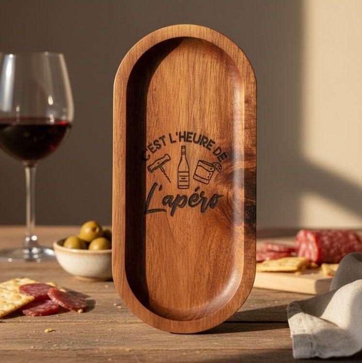 Planche apéro en bois - C'est l'heure de l'apéro - 22,5x10,5cm