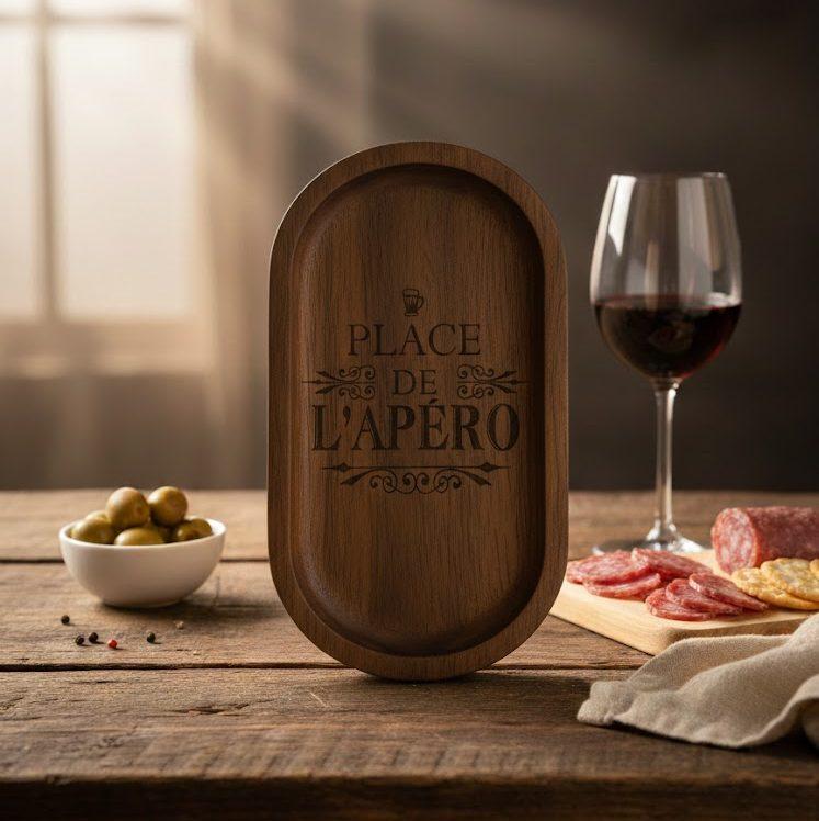 Planche apéro en bois - Place de l'apéro - 22,5x10,5cm