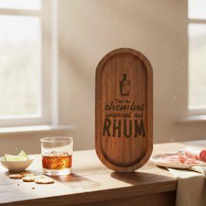 Planche apéro en bois - Tous les chemins mènent au rhum - 22,5x10,5cm