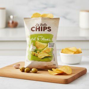 Chips à l'ail et olive pqt 120g La Belle Chips