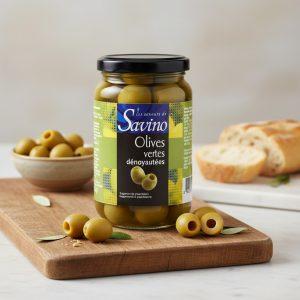 Olives vertes dénoyautées pot 370ml