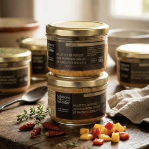Rillettes de poulet aux poivrons grillés et piment d'Espelette - 180g