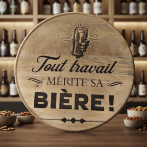 Planche apéro en bois - Tout travail mérite sa bière- 37cm