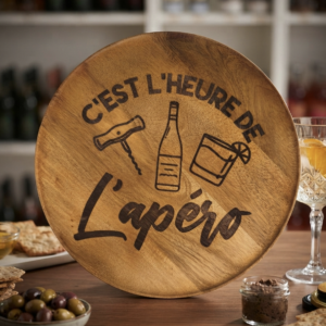 Planche apéro en bois - C'est l'heure de l'apéro - 37cm