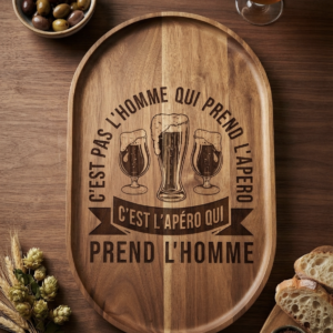 Planche apéro en bois - C'est pas l'homme qui prend l'apéro
