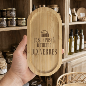 Planche apéro en bois - Je suis passé à l’heure dix verres - 20x10cm